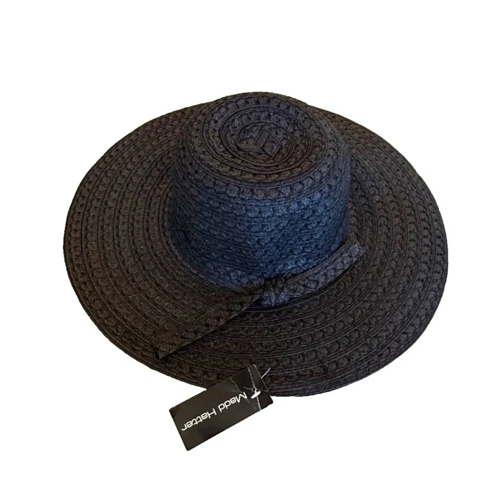 Maddhatter Women's Woven Wide Brim Sun‎ Hat; Black; One Size NWT